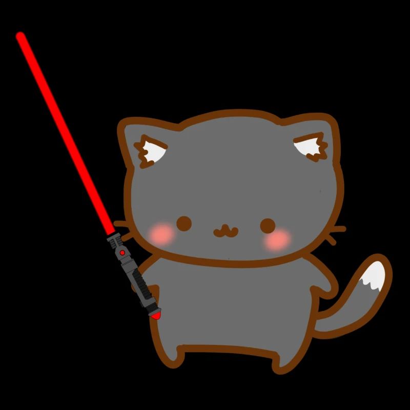 Süße Katze mit einem roten Lichtschwertern