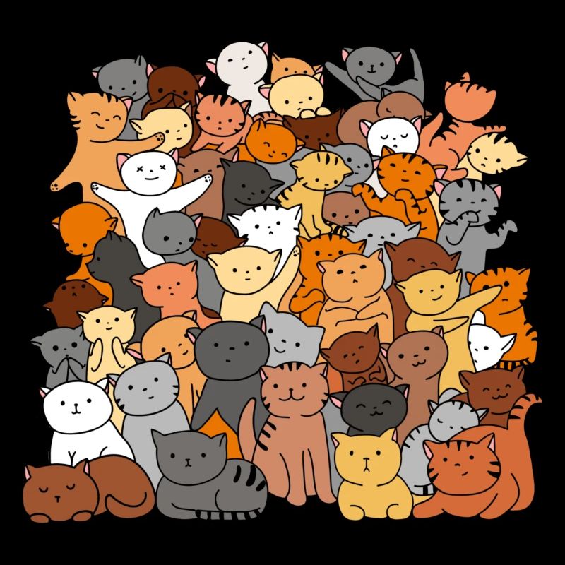 Groupe chat multicolore