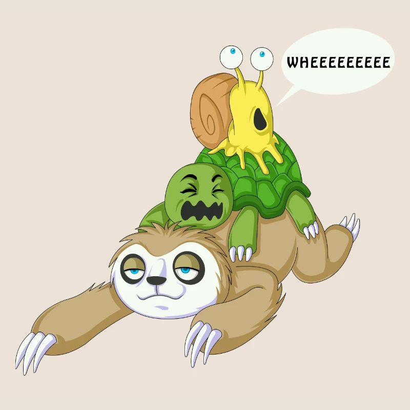 sloth snail and turtle
