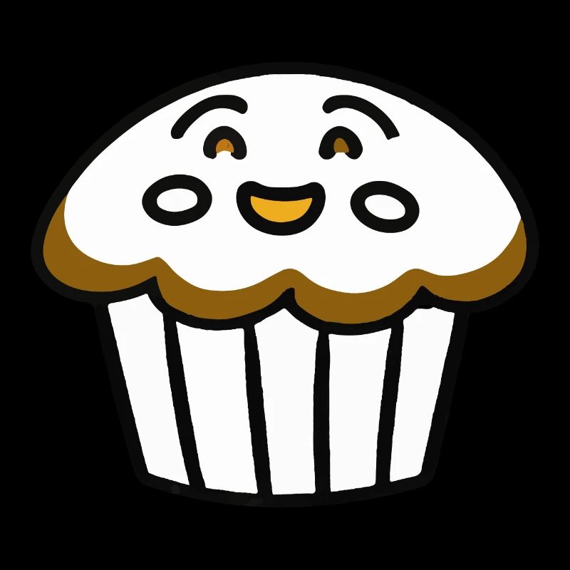 Cute Muffin with Face Vector