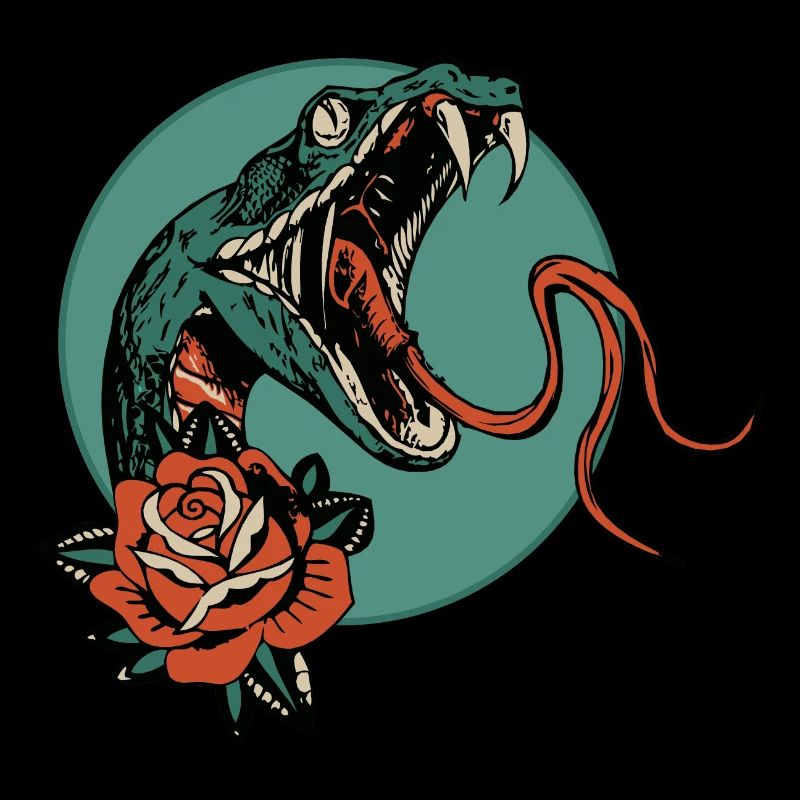 serpent rose fleur vipere cobra langue 403 A