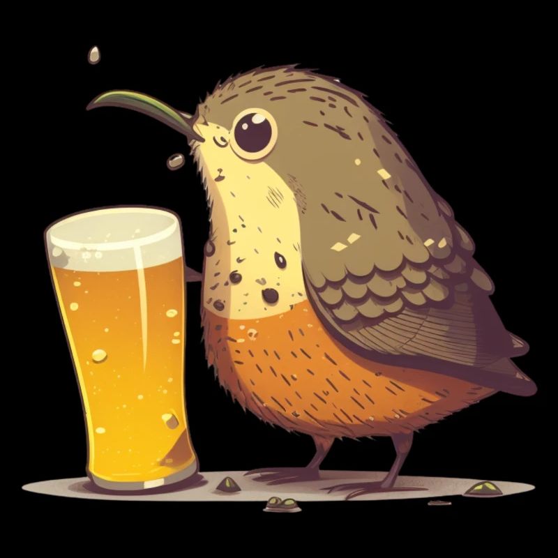 süßer Vogel mit Bier
