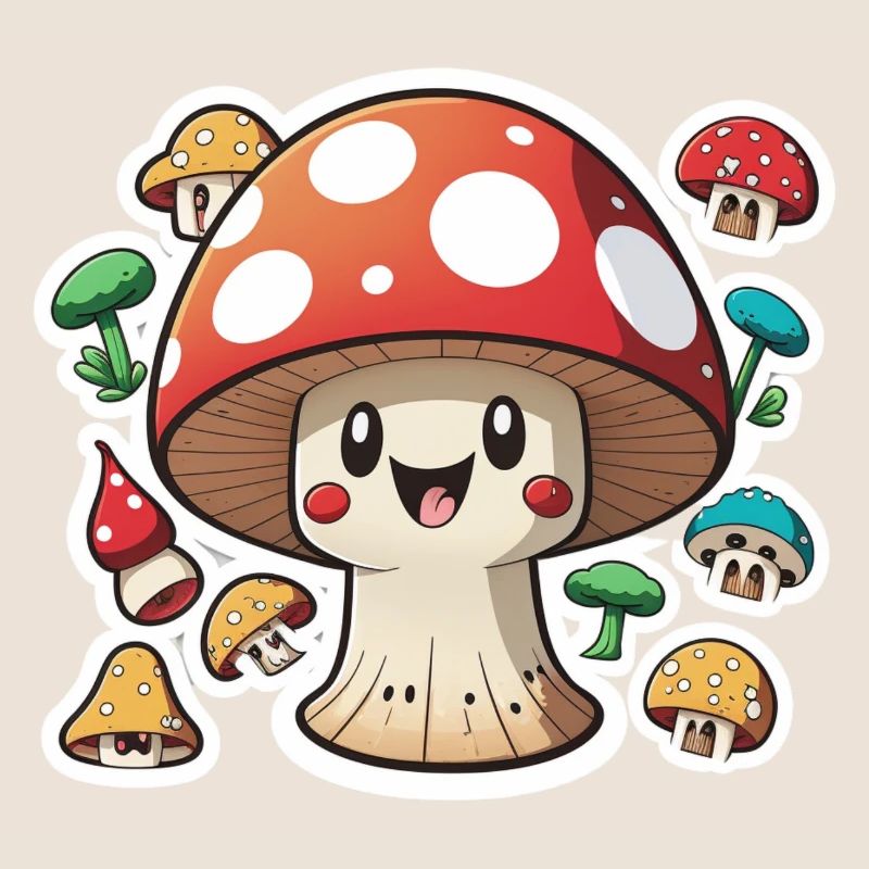 Drôle de champignon de dessin animé
