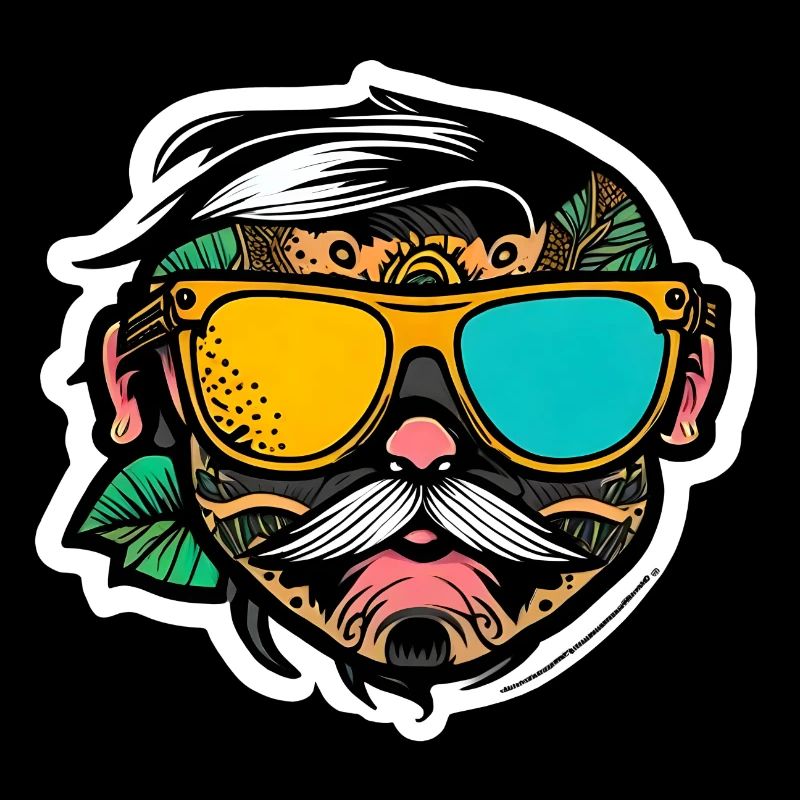Hipster dans un design d’autocollant coloré