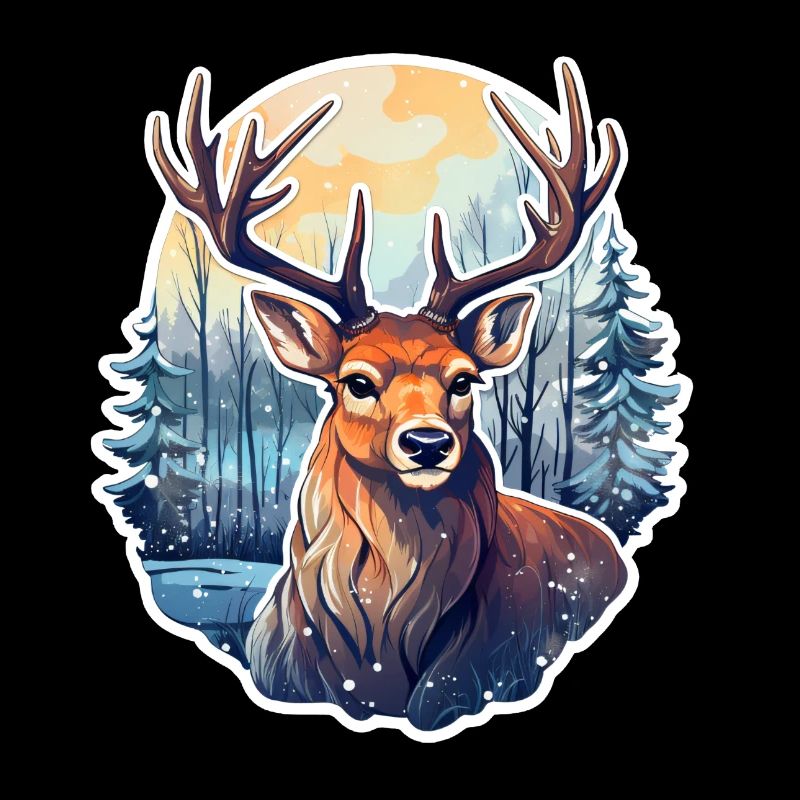 Cerf dans le paysage d’hiver