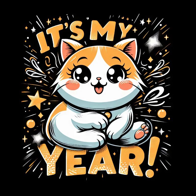 Chat et réveillon du Nouvel An - Ça va être mon année !