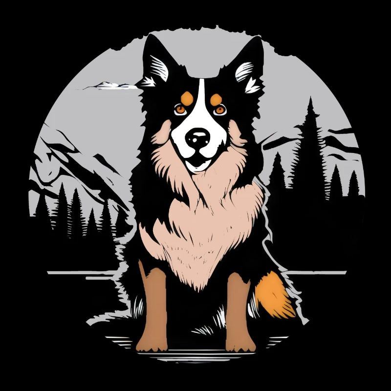 Australian Shepherd as a Coloured Emblem
