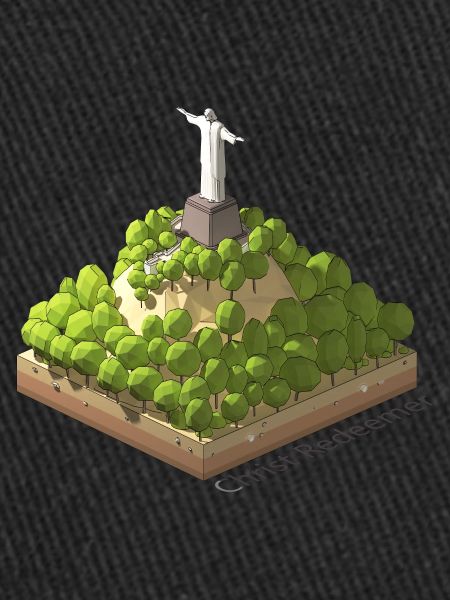 Géométrique low poly Christ Rédempteur