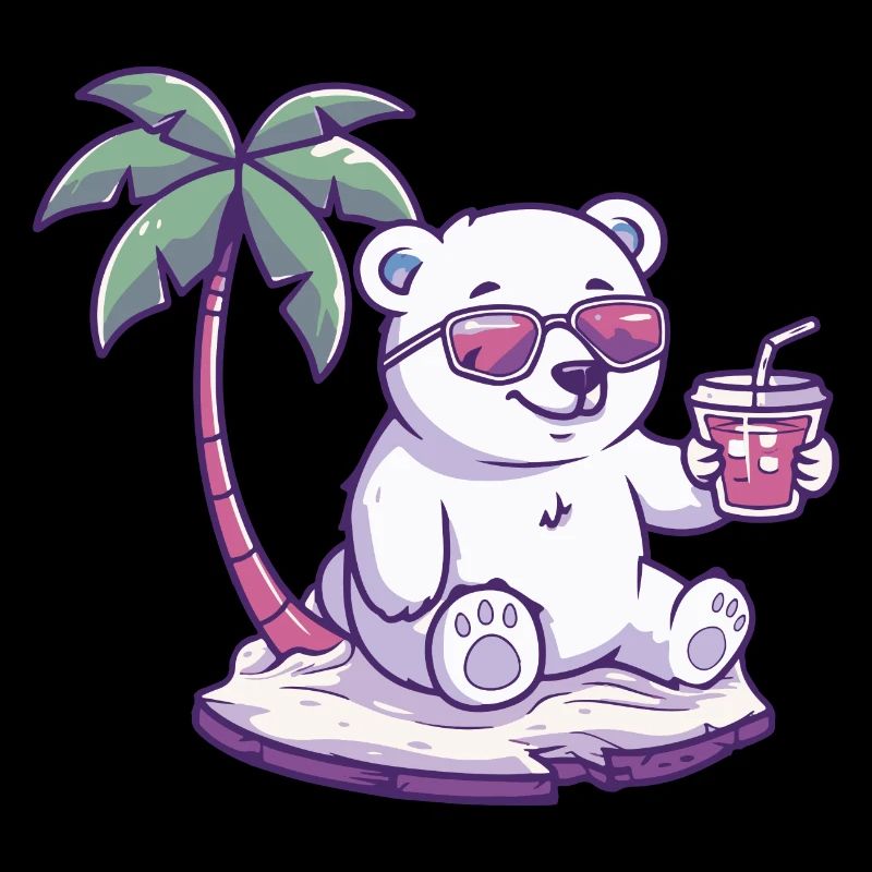 Eisbär Sommer Strand Comic