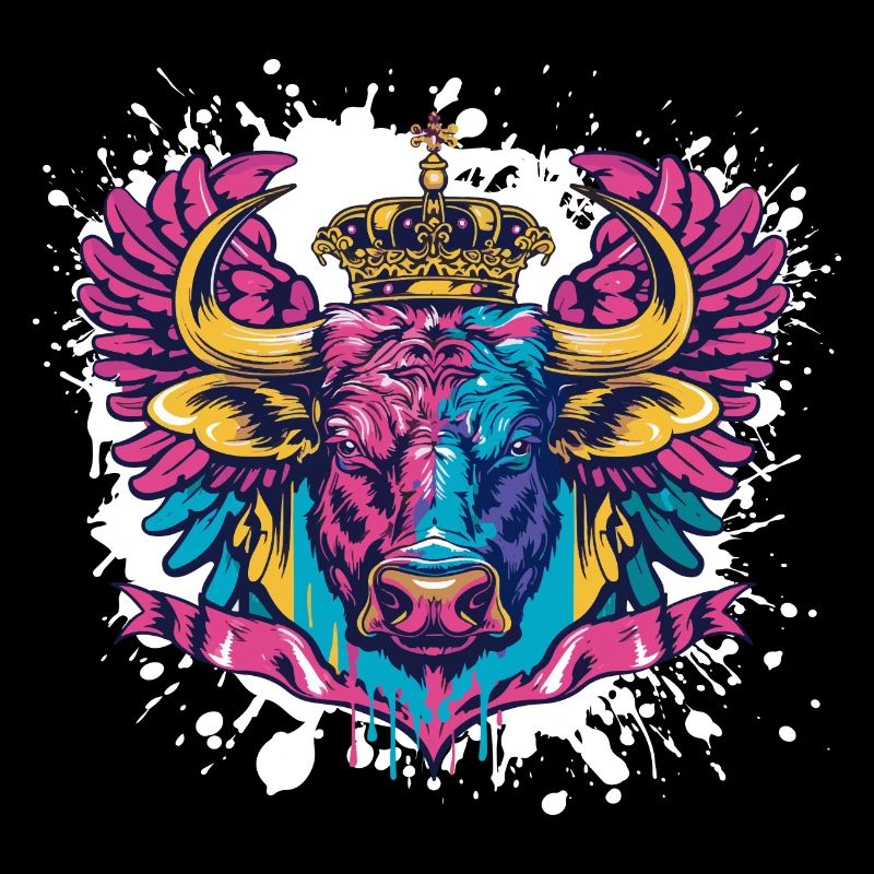 Bulle Wappen Porträt Tier Taurus Bunt