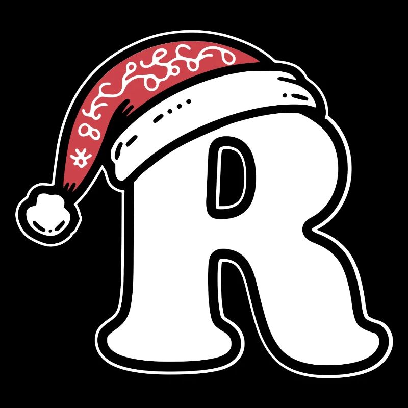 Buchstabe R mit Weihnachtsmütze