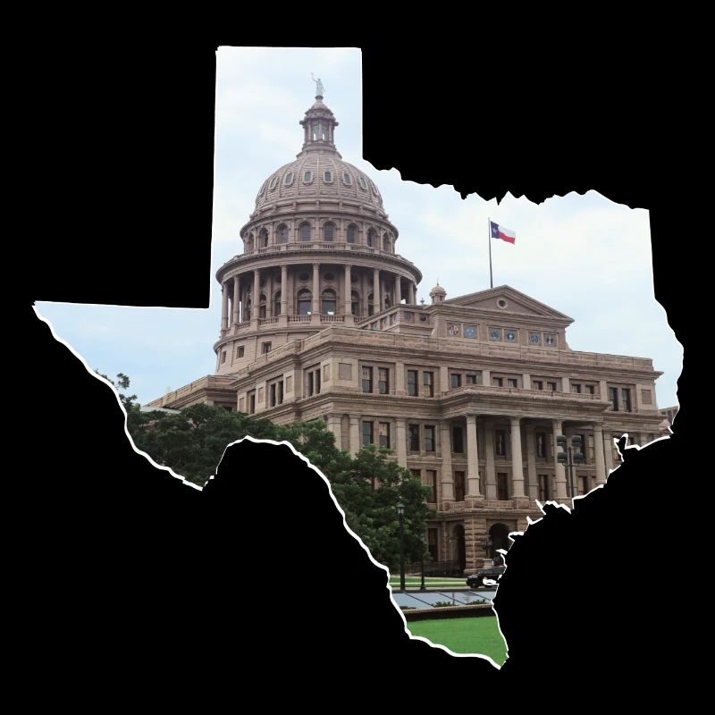 Texas State Capitol in Texas State Map