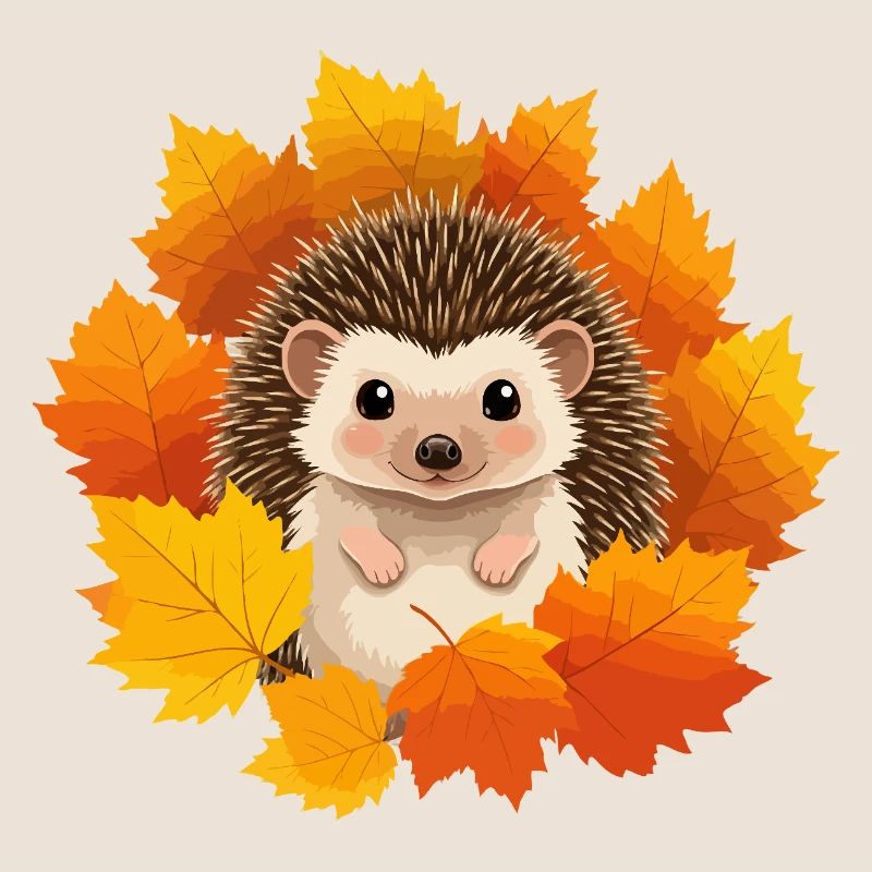 Hérisson et feuilles