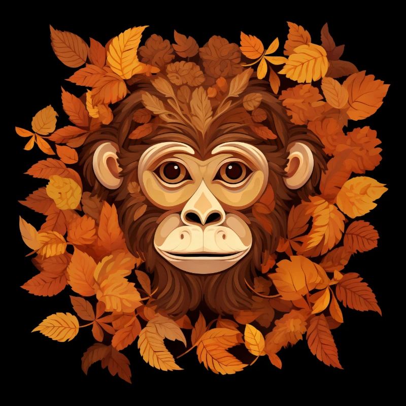 Herbstlicher Affe oder Schimpanse aus Blättern