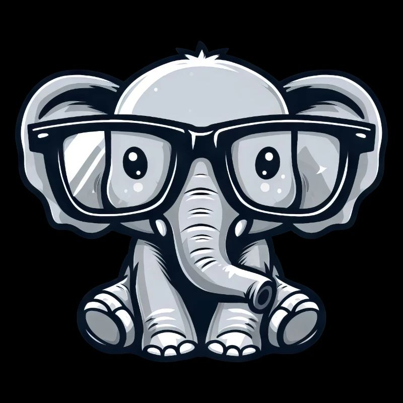 Éléphant ringard avec des lunettes