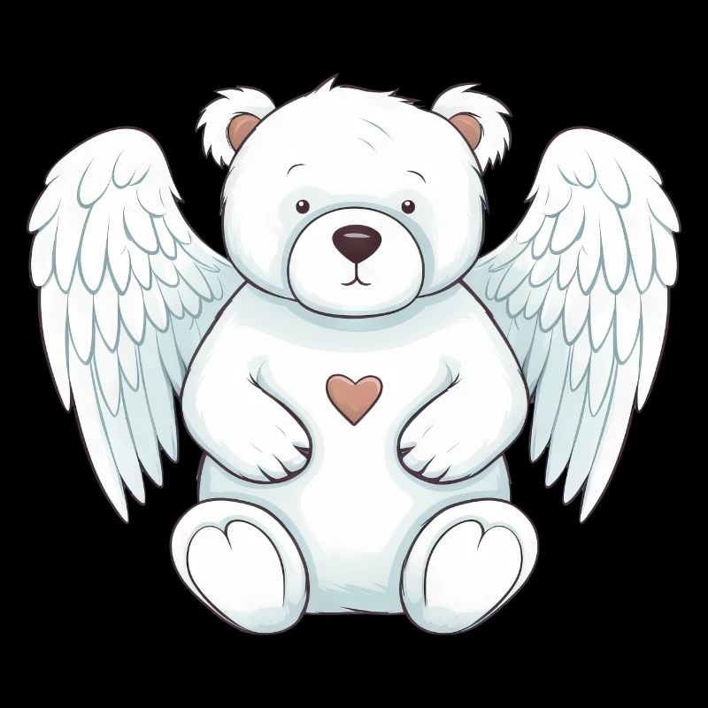 Cute polar bear angel with wings