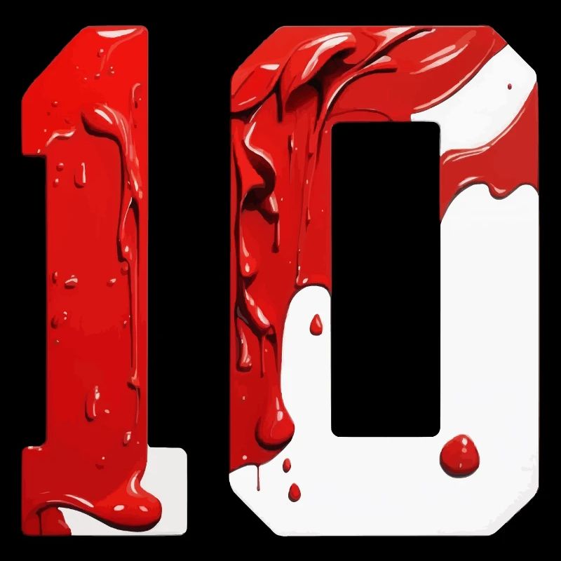 NON. 10 NUMÉRO 10 ROUGE BLANC 10E ANNIVERSAIRE