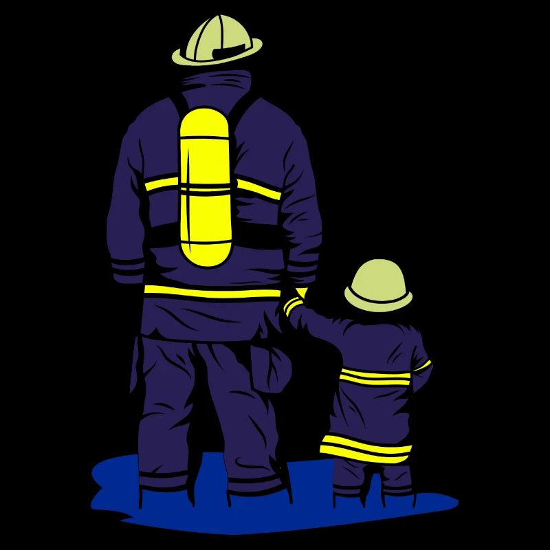 Fire brigade dad with son