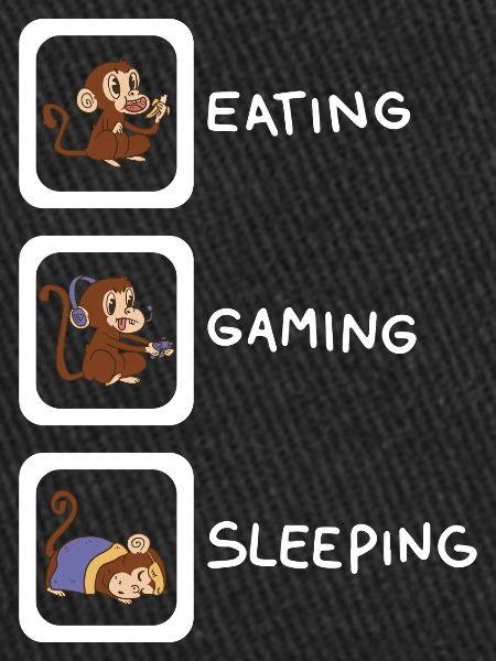eating gaming sleeping