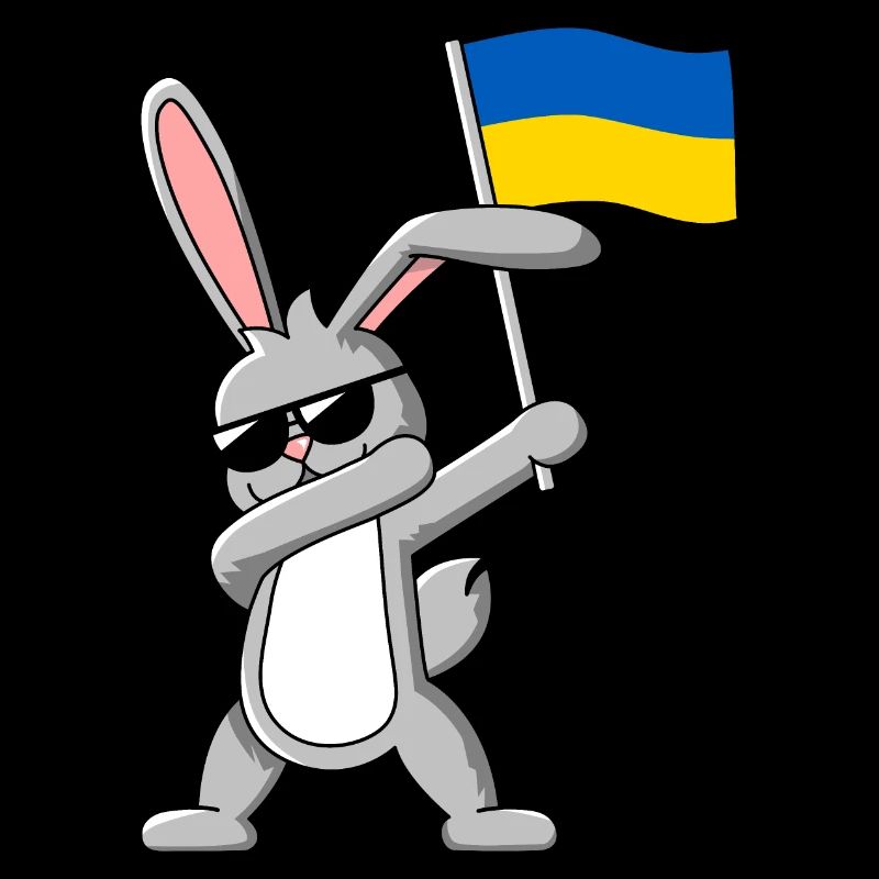 Dabbing Rabbit avec le drapeau de l’Ukraine