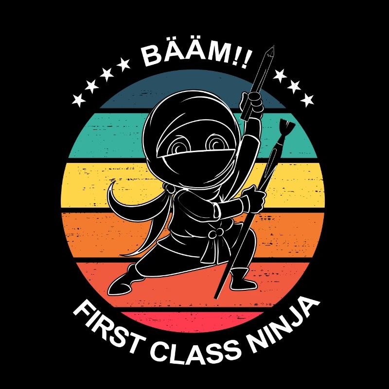 Schulanfänger 2023 - Schwarzer Ninja mit Sternen