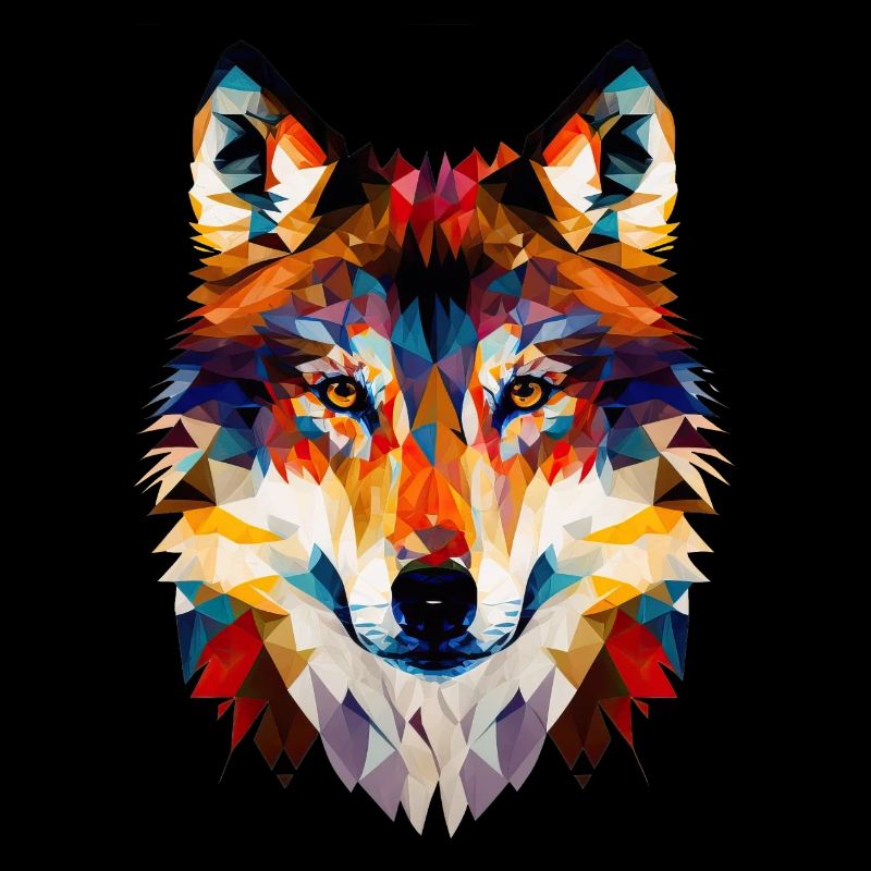 Wolf Face Geometric Abstract Colorful