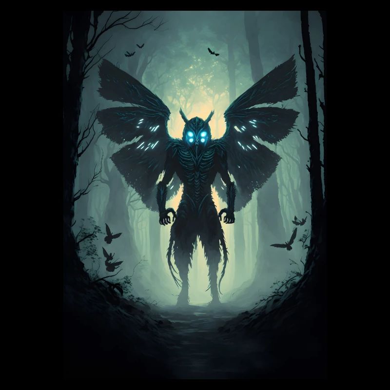 Mothman Cryptid Forest Moth Man Creepy Creature