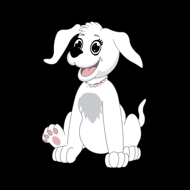 Hund sitzend - weiß