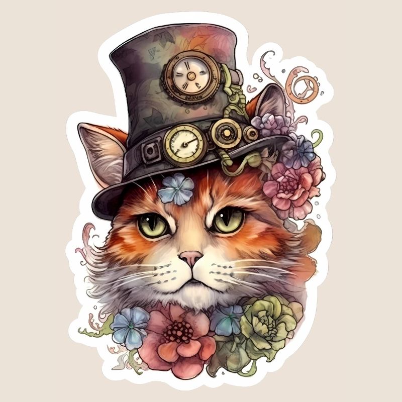 Steampunk Katze mit Hut