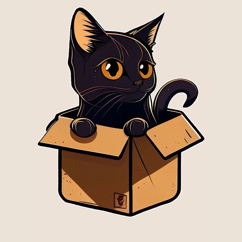 Schwarze Katze in einer Box v2