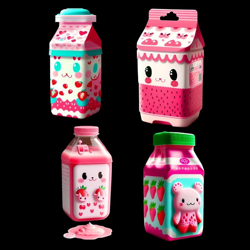 Kawaii Erdbeermilch Karton - lecker!
