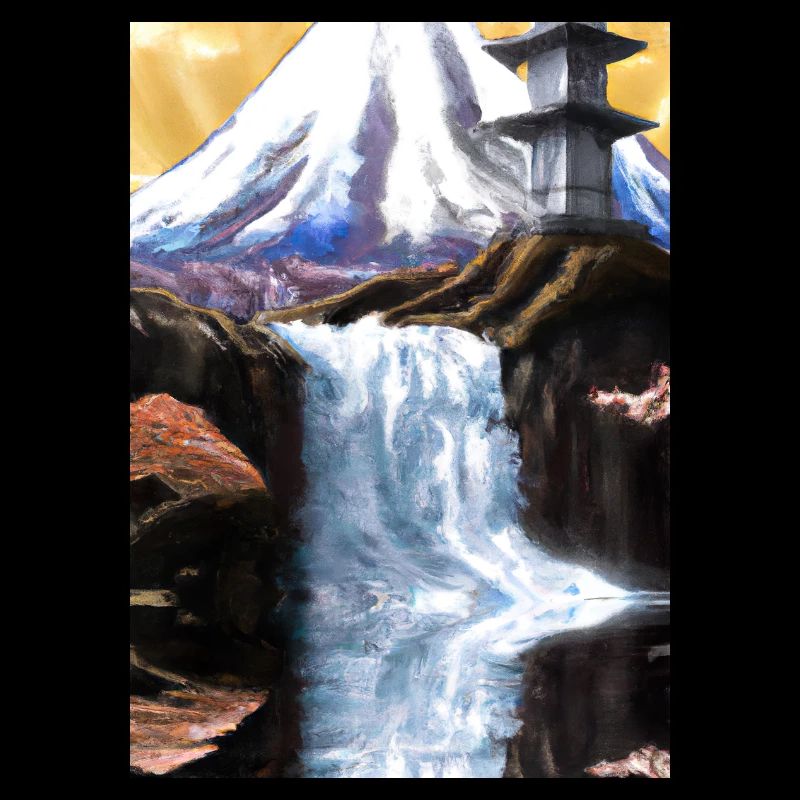 Japan Tower Wasserfall Gemälde