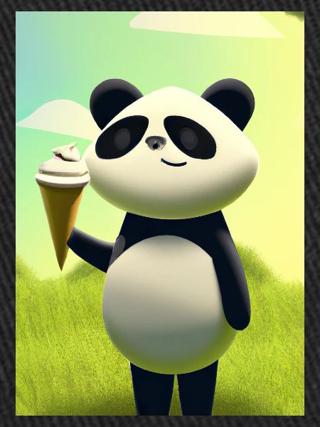 Panda mit Eiscreme