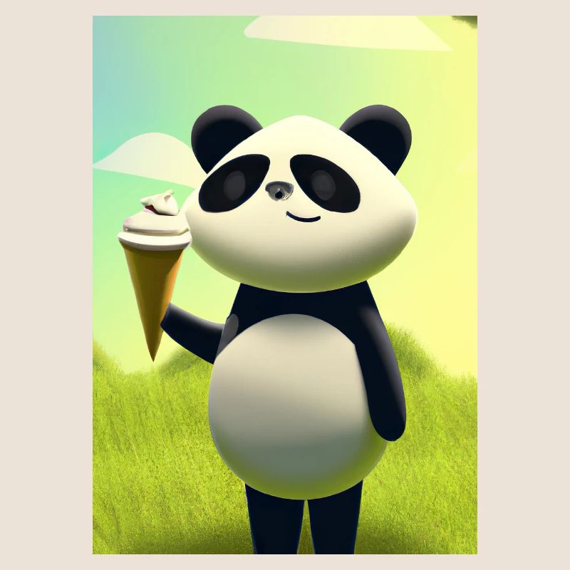 Panda mit Eiscreme