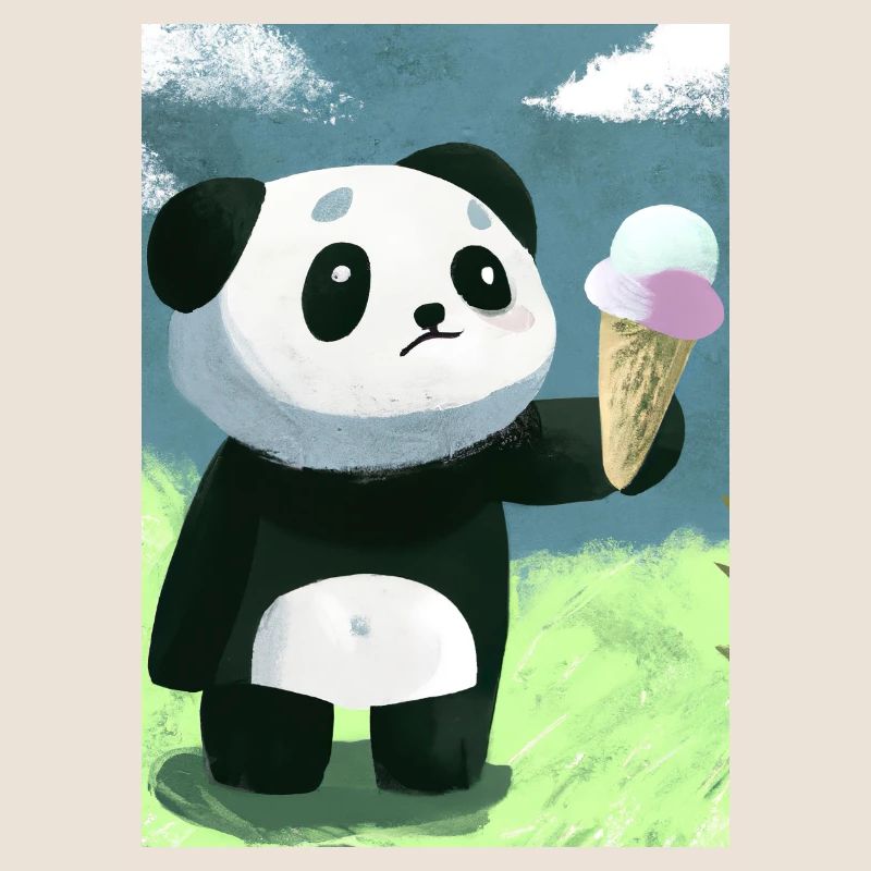 Panda mit Eiscreme