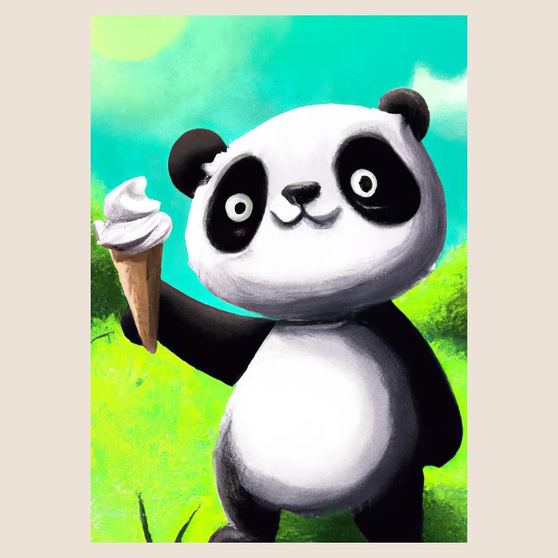 Panda mit Eiscreme