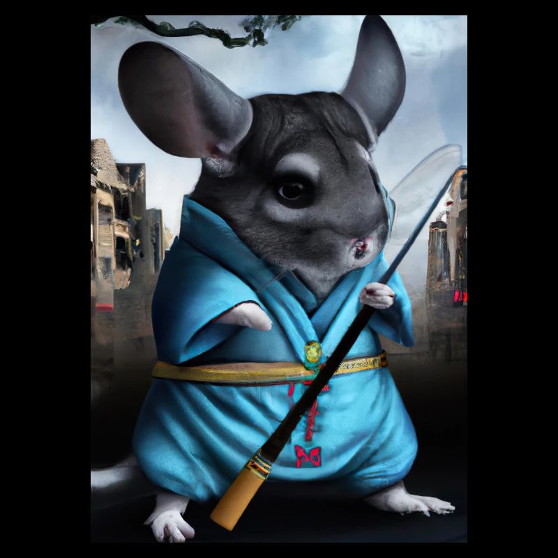 Chinchilla im Ninja-Kostüm