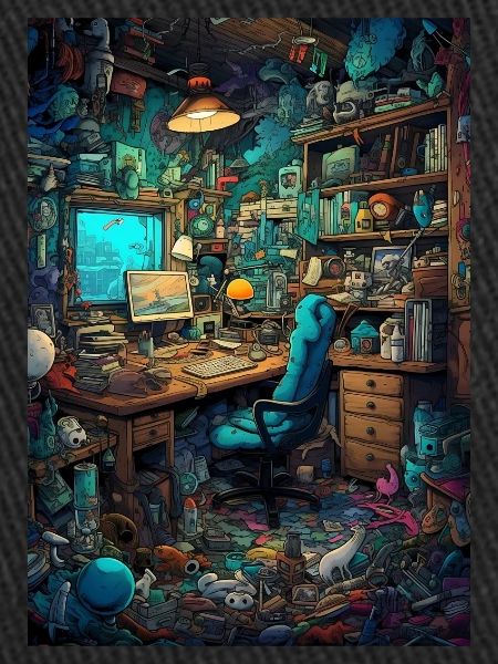 Wohnraum eines Computer Nerds