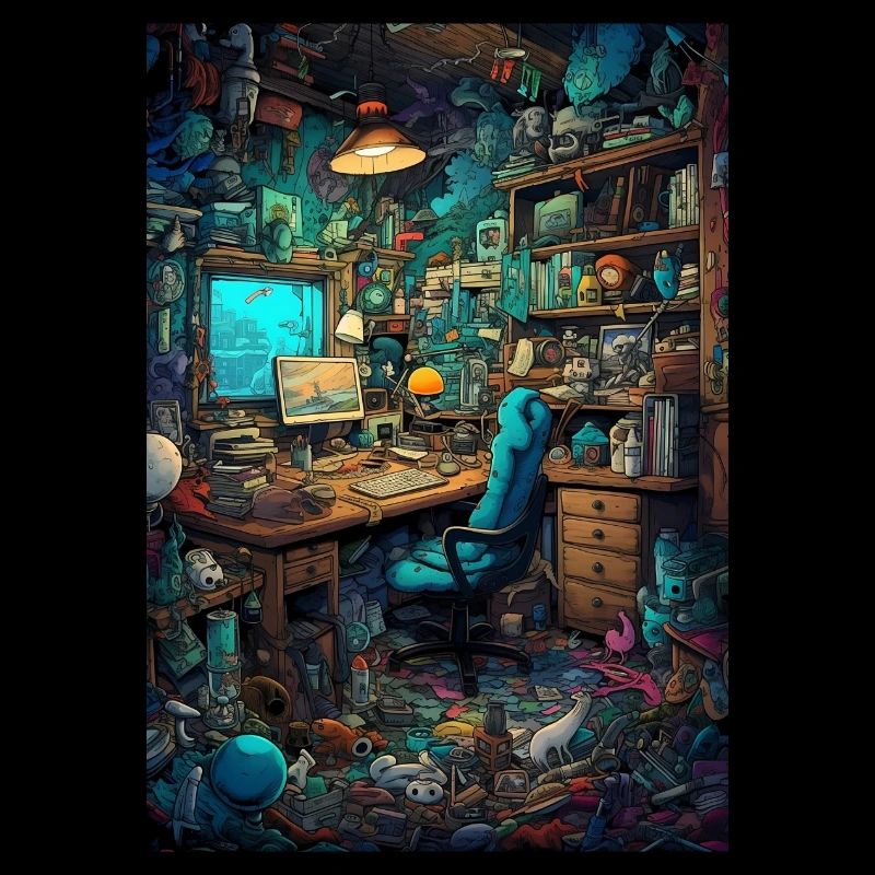 Wohnraum eines Computer Nerds