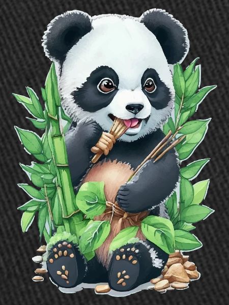 Panda bear eats bamboo