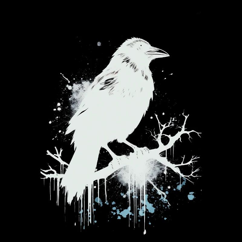 White Raven, Crow as Ink Sketch