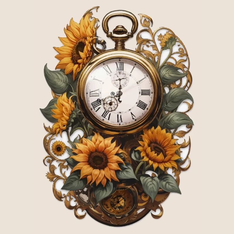 Clock with sunflowers