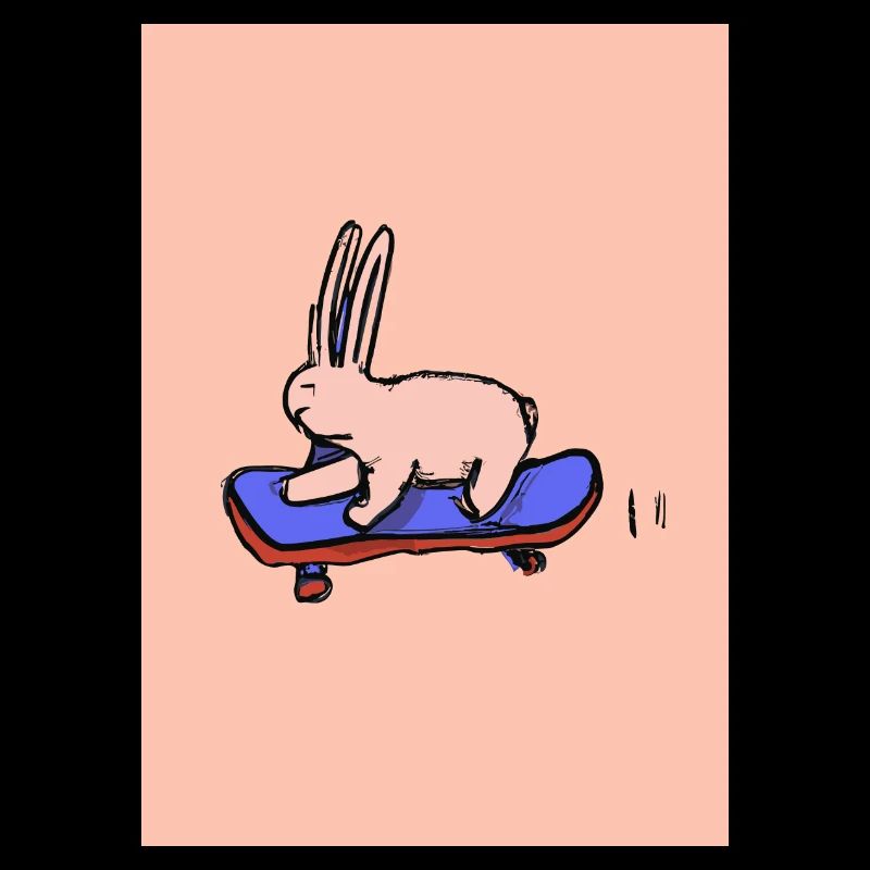Hase auf einem Skateboard