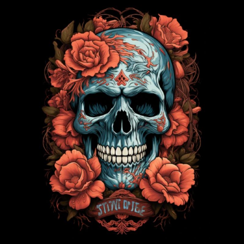 Tête de mort fleurie