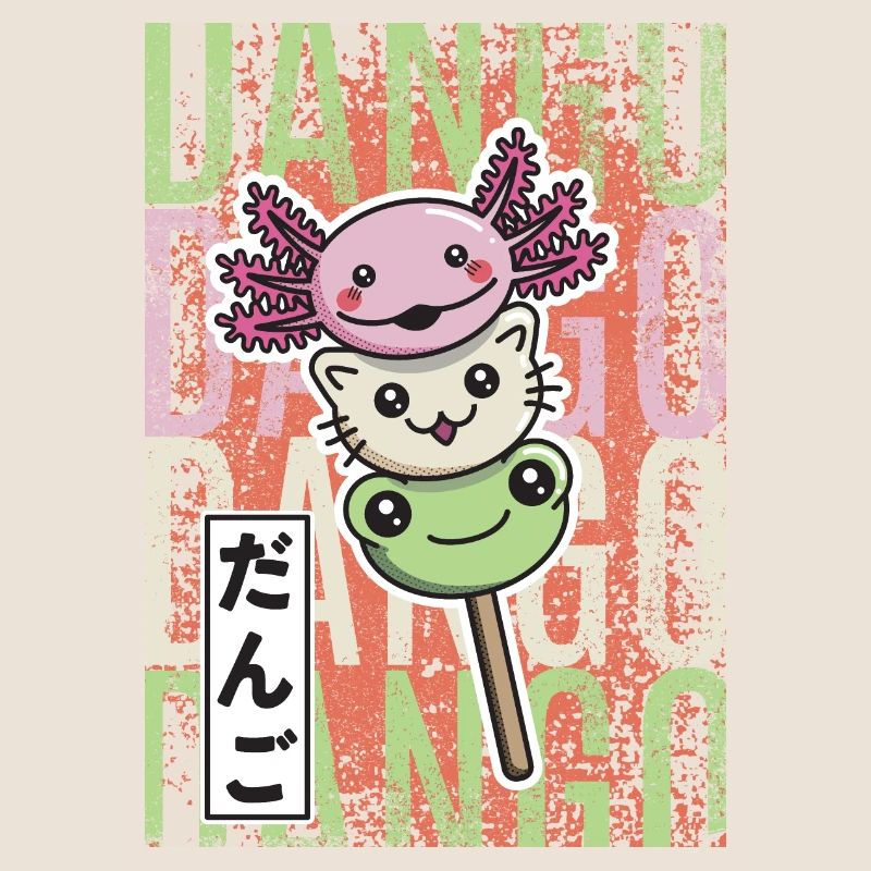 Dango Kawaii Axolotl Katze Frosch