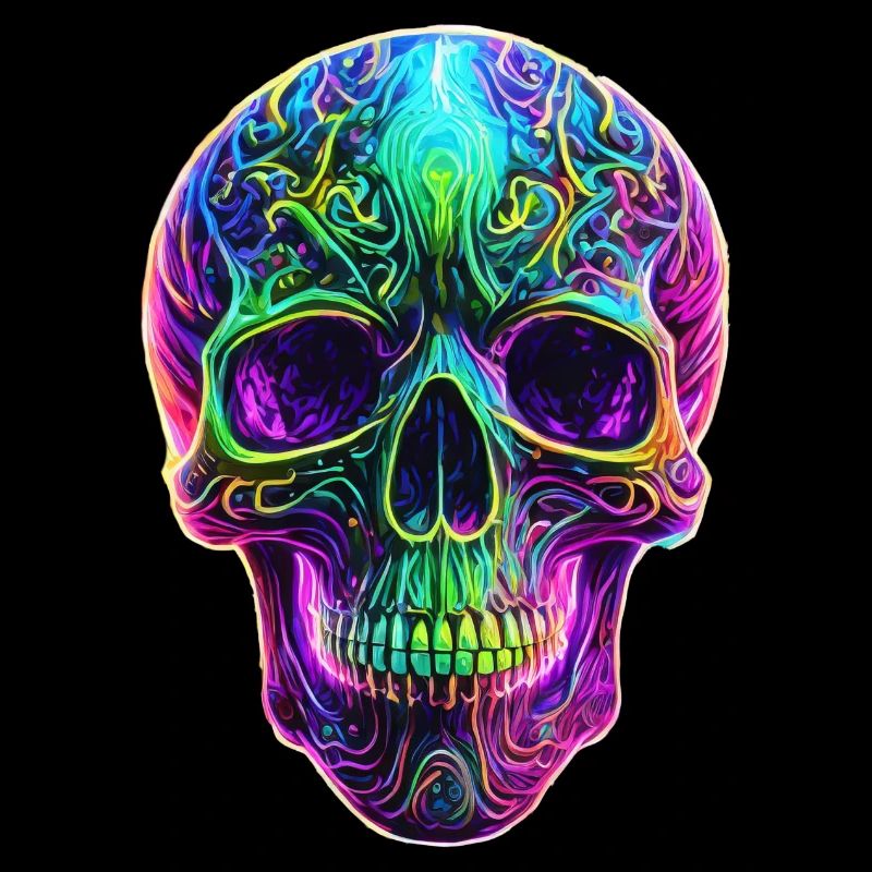 Neon-colored, colorful skull