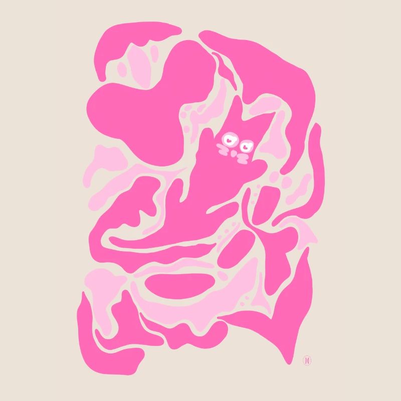 Chat rose abstrait