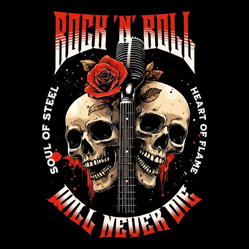 Rock N Roll Totenkopf E-Gitarre Rose Musik Rocker