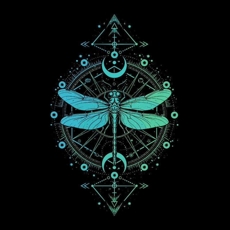 Astronomie - Libellule Mandala Bleu Turquoise