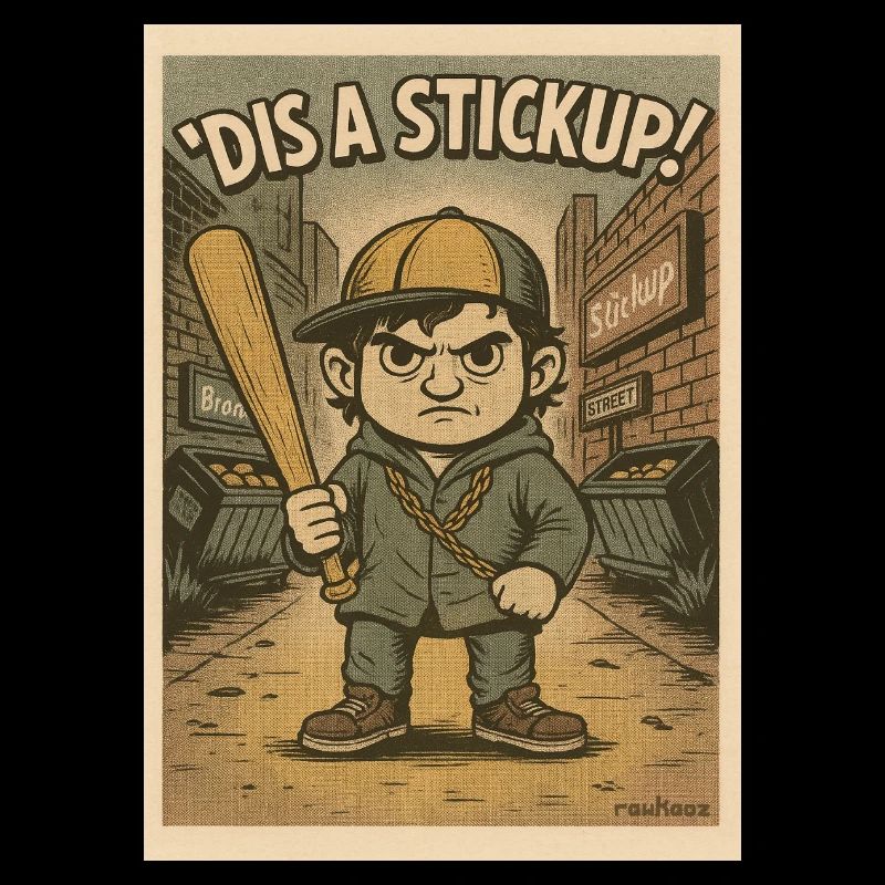 Petit gars dans une ruelle avec une batte de baseball